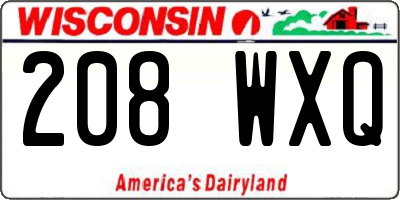 WI license plate 208WXQ