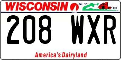 WI license plate 208WXR