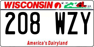 WI license plate 208WZY