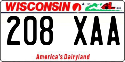 WI license plate 208XAA