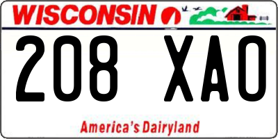 WI license plate 208XAO