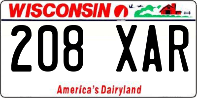 WI license plate 208XAR