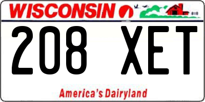 WI license plate 208XET
