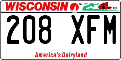 WI license plate 208XFM