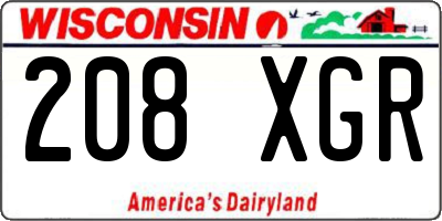 WI license plate 208XGR
