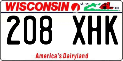 WI license plate 208XHK