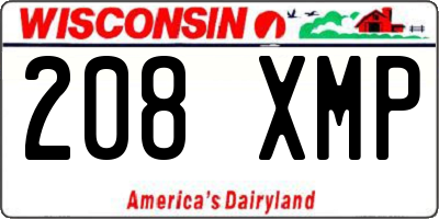 WI license plate 208XMP