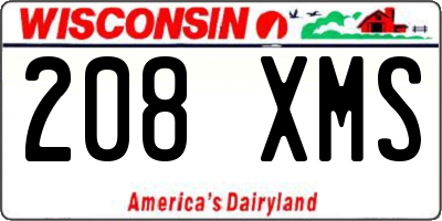 WI license plate 208XMS