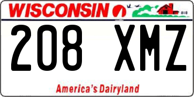 WI license plate 208XMZ