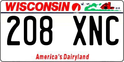 WI license plate 208XNC