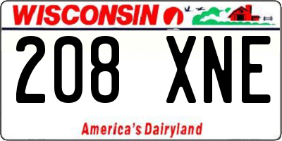 WI license plate 208XNE