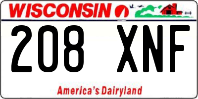 WI license plate 208XNF
