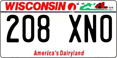 WI license plate 208XNO