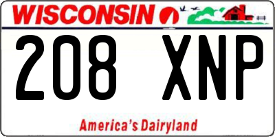 WI license plate 208XNP