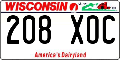 WI license plate 208XOC