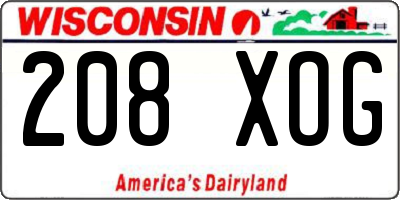 WI license plate 208XOG