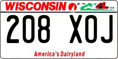 WI license plate 208XOJ