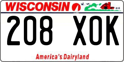 WI license plate 208XOK