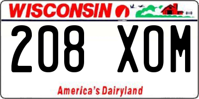 WI license plate 208XOM