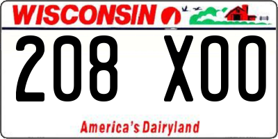 WI license plate 208XOO