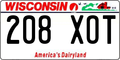 WI license plate 208XOT