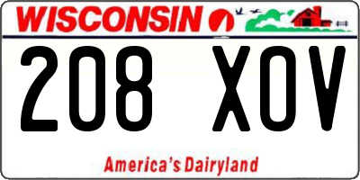 WI license plate 208XOV