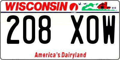 WI license plate 208XOW