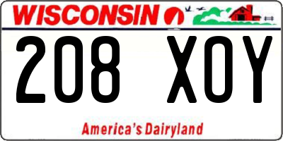 WI license plate 208XOY