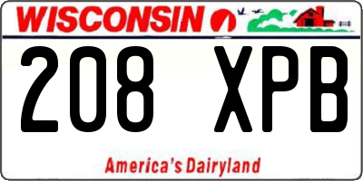WI license plate 208XPB
