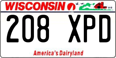 WI license plate 208XPD