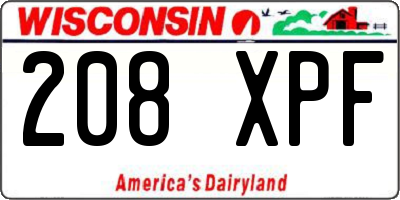 WI license plate 208XPF