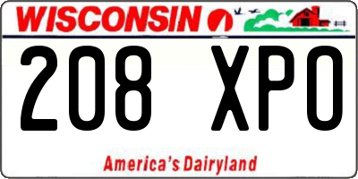 WI license plate 208XPO