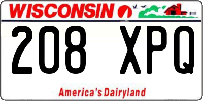 WI license plate 208XPQ