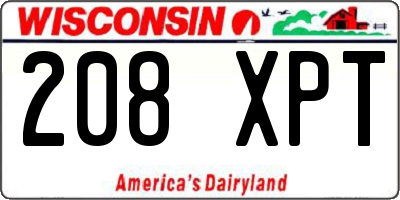 WI license plate 208XPT