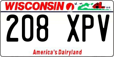 WI license plate 208XPV