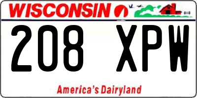 WI license plate 208XPW