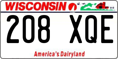 WI license plate 208XQE