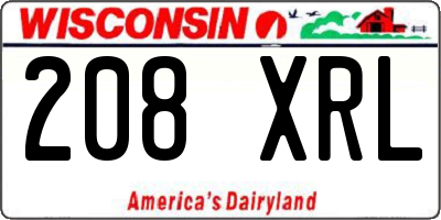 WI license plate 208XRL