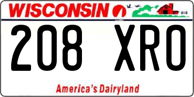 WI license plate 208XRO