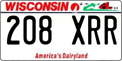 WI license plate 208XRR