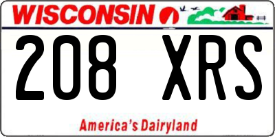 WI license plate 208XRS