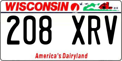 WI license plate 208XRV