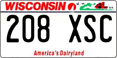 WI license plate 208XSC