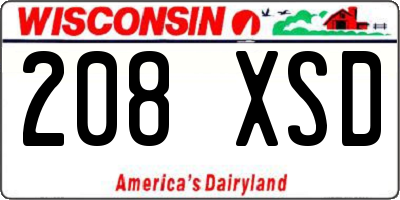 WI license plate 208XSD