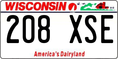 WI license plate 208XSE