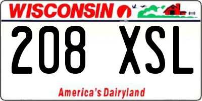 WI license plate 208XSL