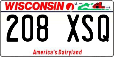 WI license plate 208XSQ