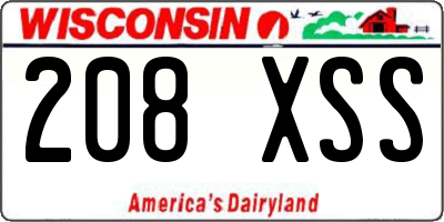 WI license plate 208XSS