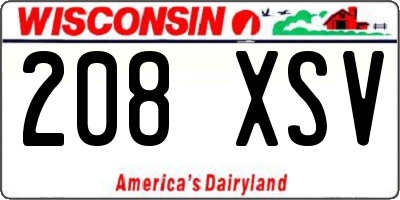 WI license plate 208XSV