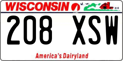 WI license plate 208XSW